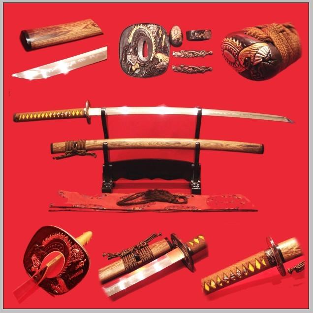 Handmade Japanese Samurai Katana Clay Tempered Choji Hamon Full Tang Blade Sword