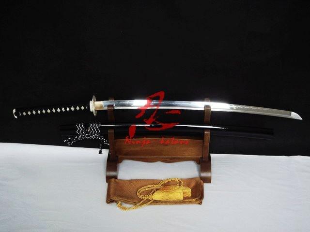 Clay Tempered 1095 Steel Blade Japanese Katana Silver Wave Tsuba Battle Ready Sword