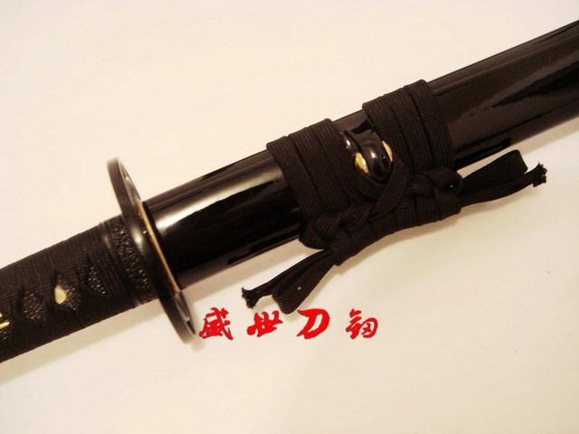 Handforged Black Red Folded Steel Japanese Ninja Sword Full Tang Sharpened Blade