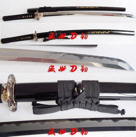 Handmade Japanese Dragon Theme Katana Clay Tempered Sanmai Abrasive Blade